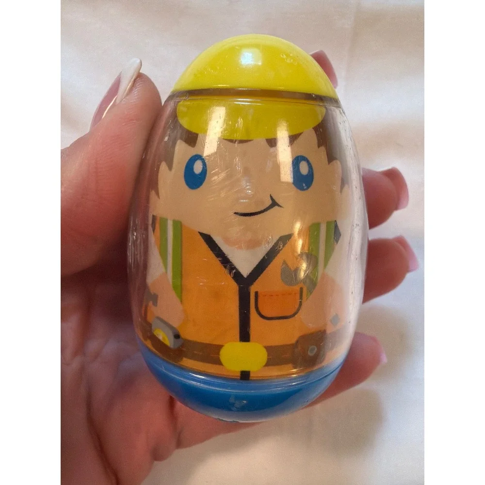 Set of 4 Roly Poly Wobble Egg Toys Astronaut Police Construction Girl Figures